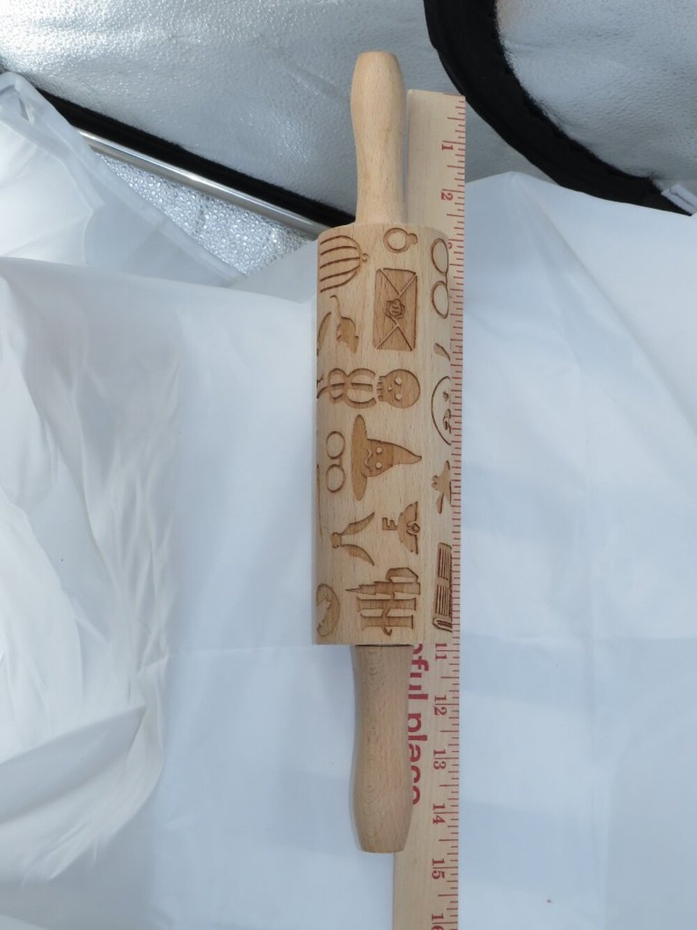Harry Potter Embossed Rolling Pin Natural Wood 14 Inch Cookie Stamp Laser Engrav